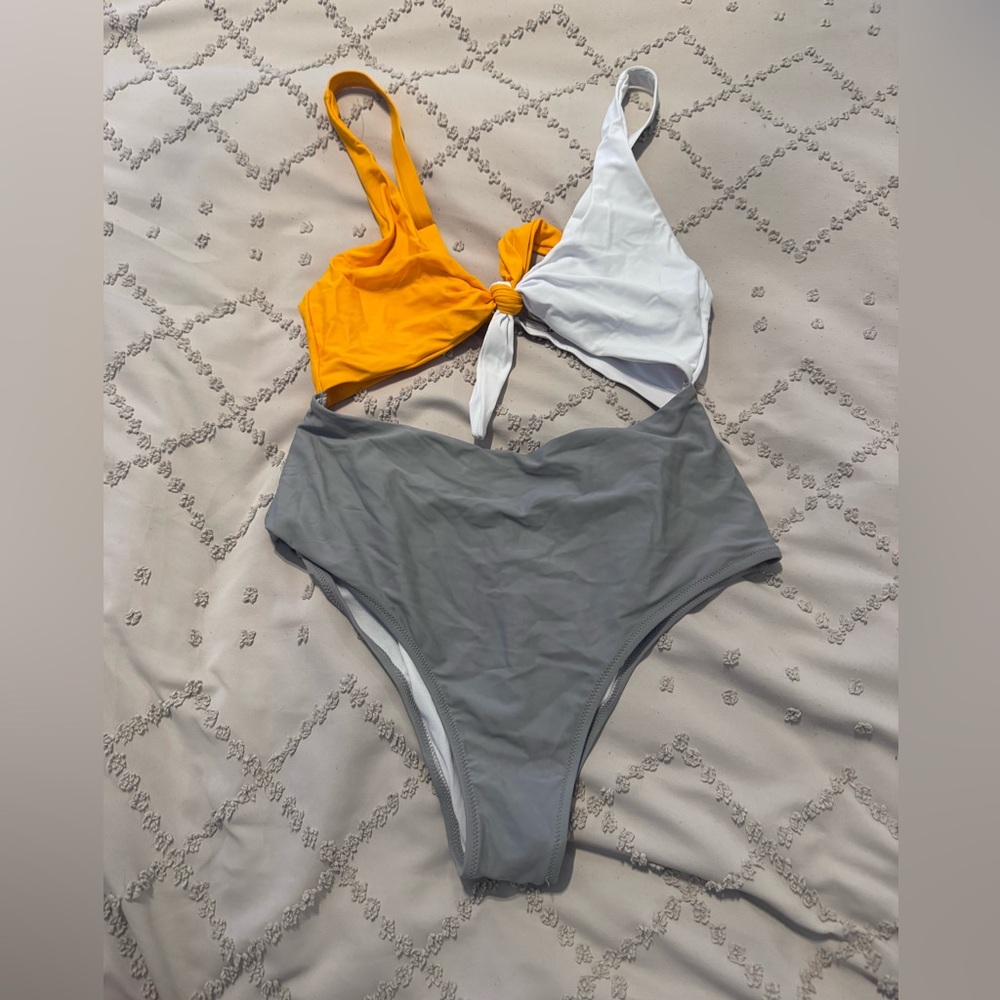 SHEIN Orange and White Swimsuit